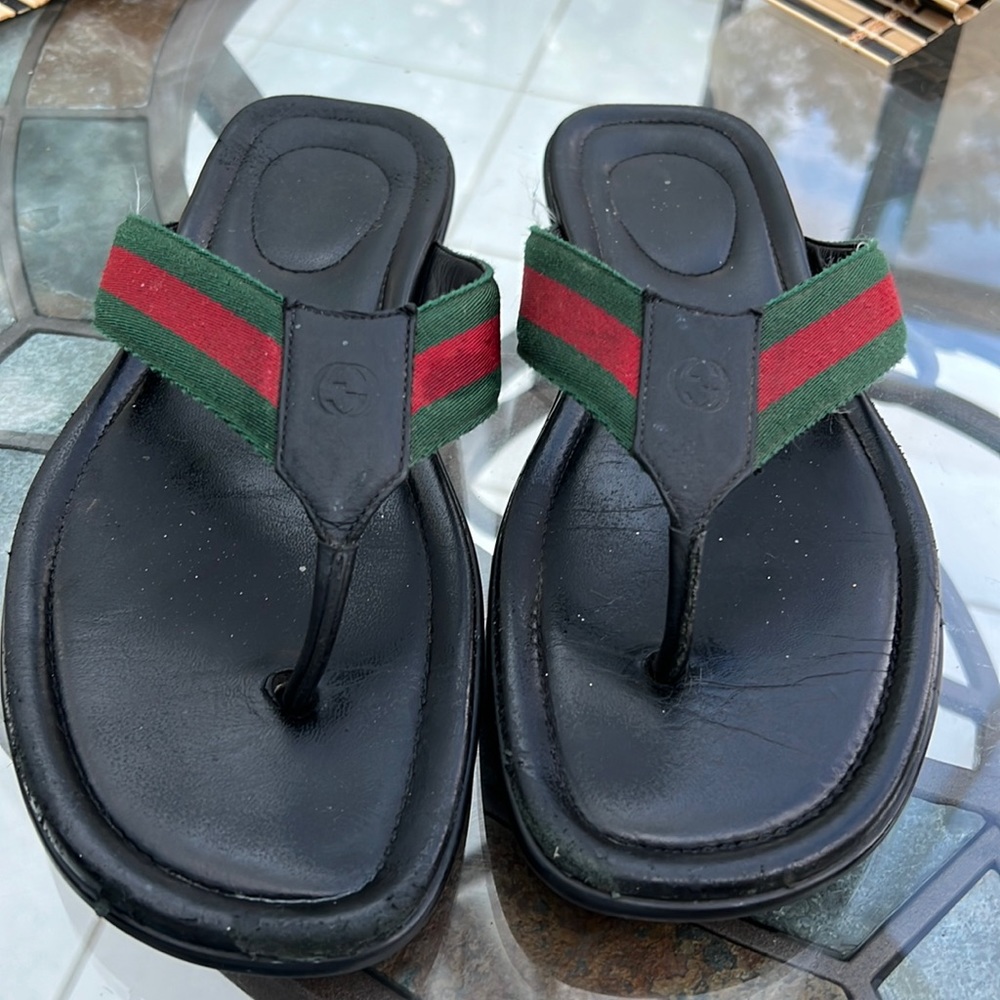 Gucci Web and leather thong sandal